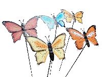 Schmetterling am Stab 5-farbig sortiert  Metall B:17cm L:85cm  Gartenstecker