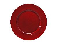 Teller mit Rand ROT-GLITTER  223073 Ø33cm, rund, Kunststoff