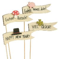 Silvesterstecker Wünsche 67326 Guten Rutsch/ Viel Glück 8x2,5cm Holz Frohes neues Jahr