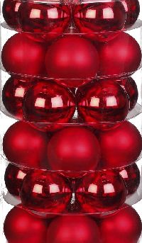 Glaskugel / Christbaumkugel 12002 rot glänzend + matt 40mm  nachhaltige Verpackung