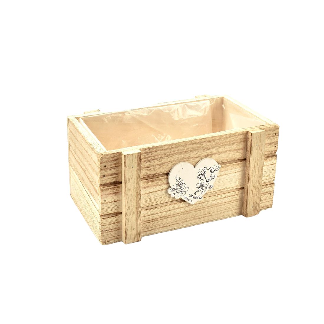 Holzkiste mit Herz natur Schublade 24 395 +Folie rechteckig 20x11,5x10cm (LxBxH