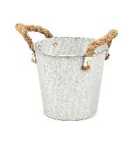 Eimer Metall mit Seilhenkel GRAU-WASHED 38 601 Ø13xH12cm